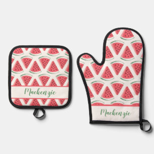 Individuelle Name Watermelon Slice Summer GRILLEN Ofenhandschuh & Topflappen-Set