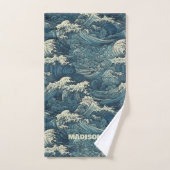 Individuelle Name Waves Muster Badhandtuch Set (Handtuch)