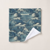 Individuelle Name Waves Muster Badhandtuch Set (Waschlappen)