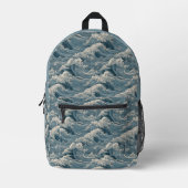 Individuelle Name Waves Muster Bedruckter Rucksack (Vorderseite)