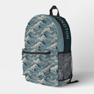 Individuelle Name Waves Muster Bedruckter Rucksack