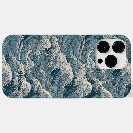 Individuelle Name Waves Muster Case-Mate iPhone Hülle (Rückseite (Horizontal))