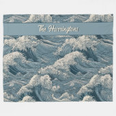 Individuelle Name Waves Muster Fleecedecke (Vorderseite (Horizontal))