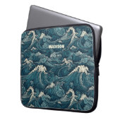 Individuelle Name Waves Muster Laptopschutzhülle (Vorderseite Links)