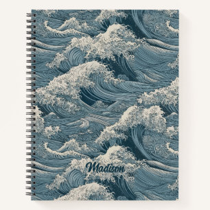 Individuelle Name Waves Muster Notizblock