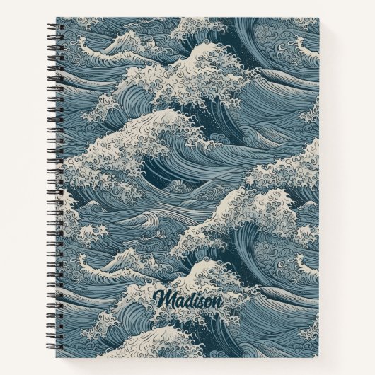 Individuelle Name Waves Muster Notizblock (Vorderseite)
