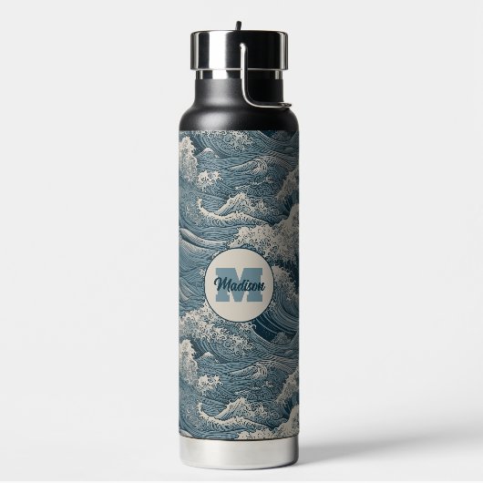Individuelle Name Waves Muster Trinkflasche (Links)
