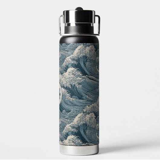 Individuelle Name Waves Muster Trinkflasche (Hinten)