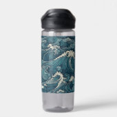 Individuelle Name Waves Muster Trinkflasche (Rückseite)