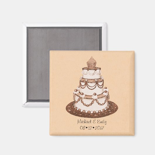 Individuelle Name Wedding Cake Magnet (Vorderseite/Rückseite)