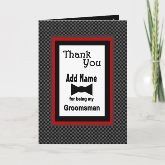 Individuelle Name Wedding Trauzeuge Vielen Dank Dankeskarte (Vorderseite)