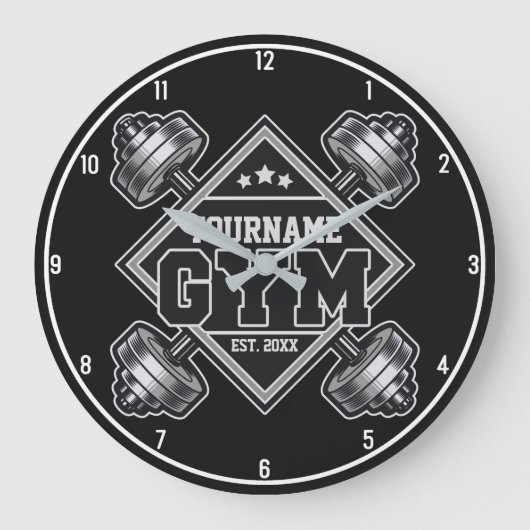 Individuelle Name Weightlift Zuhause Crossfit Gym Große Wanduhr (Vorderseite)