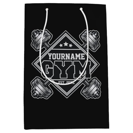 Individuelle Name Weightlift Zuhause Crossfit Gym Mittlere Geschenktüte (Vorderseite)