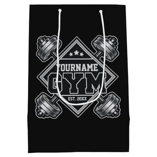 Individuelle Name Weightlift Zuhause Crossfit Gym Mittlere Geschenktüte (Rückseite)