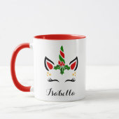 Individuelle Name Weihnachten Einhorn mit Antlern Tasse (Links)