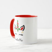 Individuelle Name Weihnachten Einhorn mit Antlern Tasse (Vorderseite Links)