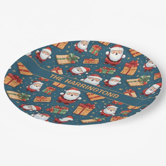 Individuelle Name Weihnachten Weihnachten Pappteller (Schrägansicht)