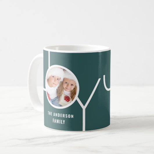 Individuelle Name Weihnachts-Foto Green Kaffeetasse (Vorderseite Links)