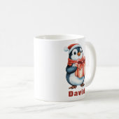 Individuelle Name Weihnachts-Penguin-Geschenk Kaffeetasse (VorderseiteRechts)