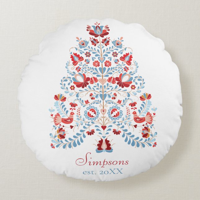 Individuelle Name Weihnachts-Wohngestaltung Rundes Kissen (Vorderseite)