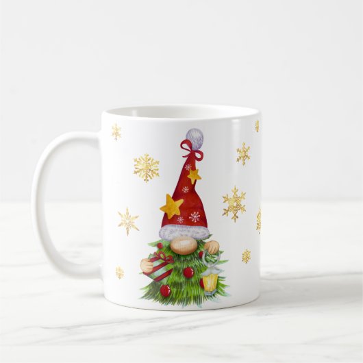 Individuelle Name Weihnachtsbaum Gnome Classic Tas Kaffeetasse (Links)
