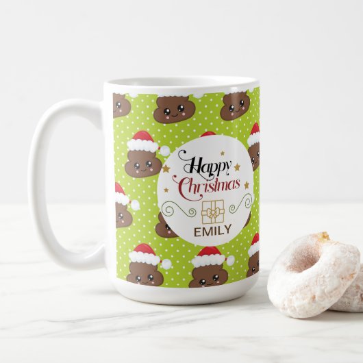 Individuelle Name Weihnachtsgeschenk Tasse - Poo E (Mit Donut)