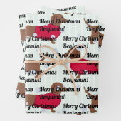 Individuelle Name Weihnachtshund (3 Blätter) Dacke Geschenkpapier Set (Beispiel)