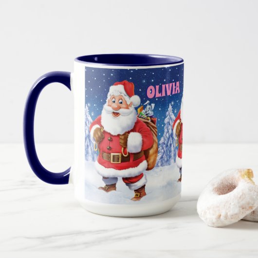 Individuelle Name Weihnachtskaffee Tasse, Jolly Sa Tasse (Mit Donut)