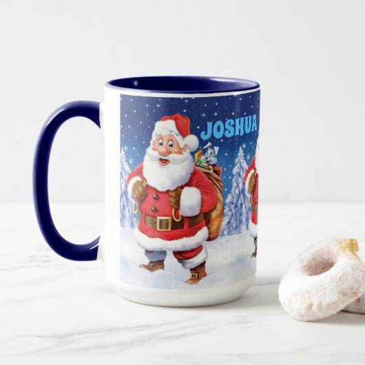 Individuelle Name Weihnachtskaffee Tasse, Jolly Sa Tasse (Mit Donut)