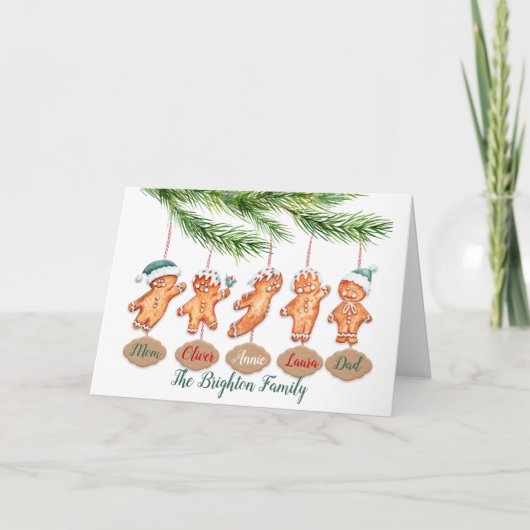 Individuelle Name Weihnachtskunst Gingerbrei Karte (Vorderseite)