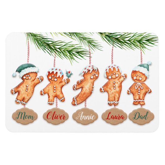 Individuelle Name Weihnachtskunst Gingerbrei Magnet (Horizontal)