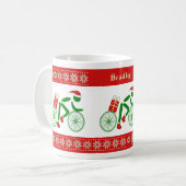 Individuelle Name-Weihnachtsradfahrer Kaffeetasse (Vorderseite Links)