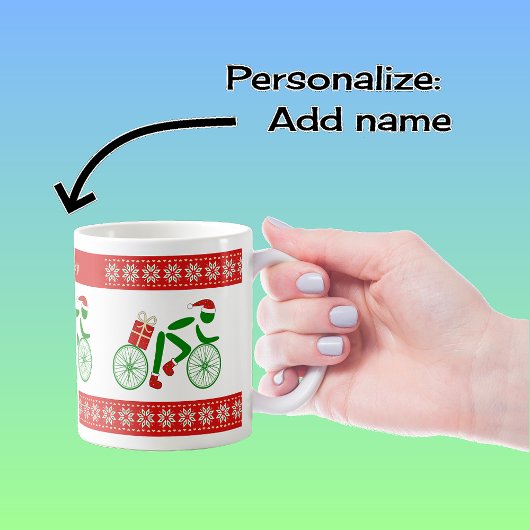 Individuelle Name-Weihnachtsradfahrer Kaffeetasse