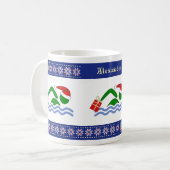 Individuelle Name-Weihnachtsschwimmer Kaffeetasse (Vorderseite Links)