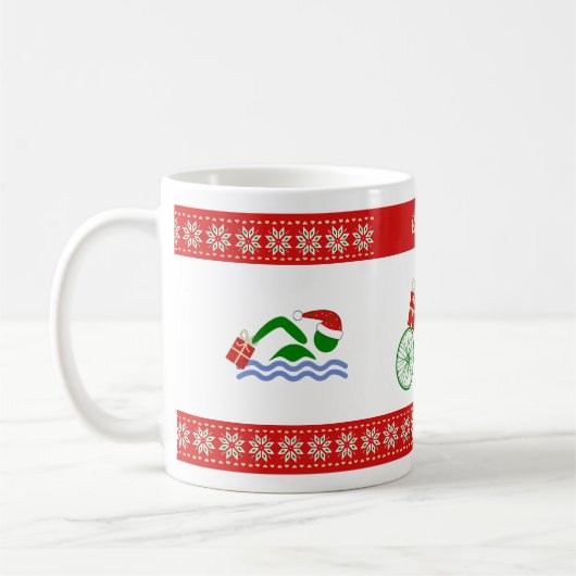 Individuelle Name-Weihnachtstriathleten Kaffeetasse (Links)