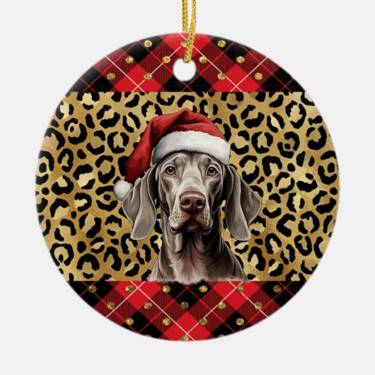 Individuelle Name Weimaraner Hund Weihnachtsmannmü Keramik Ornament (Vorne)