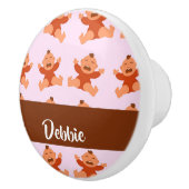 Individuelle Name weint auf rosa Säuglinge Keramikknauf (Rechts)