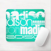 Individuelle Name, Weiß und Neon Aqua Türkis Mousepad (Mit Mouse)