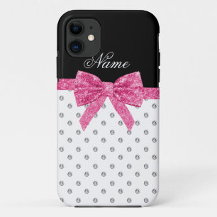 Individuelle Name Weißdiamanten Rosa Glitzer Bug Case-Mate iPhone Hülle