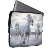 Individuelle Name Weiße Pferde Laptopschutzhülle (Vorne Rechts)