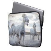 Individuelle Name Weiße Pferde Laptopschutzhülle (Vorderseite Links)