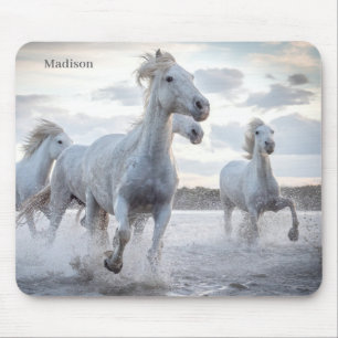 Individuelle Name Weiße Pferde Mousepad