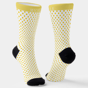 Individuelle Name Weißer Hintergrund Gelber Polka  Socken