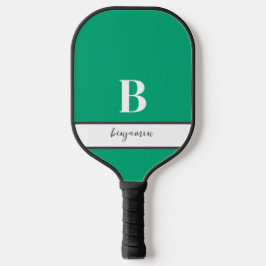 Individuelle Name Weißes Monogramm-Graupaddel Pickleball Schläger