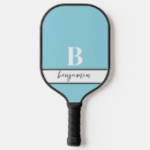 Individuelle Name Weißes Monogramm-Graupaddel Pickleball Schläger (Rückseite)