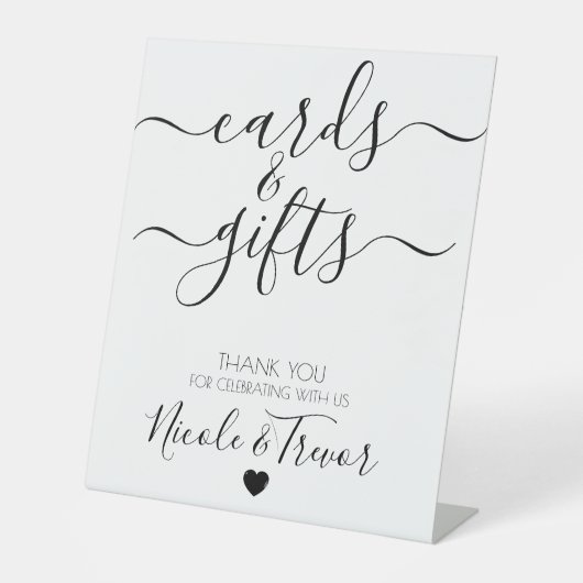 Individuelle Name Weißkalligraphie Karten und Gesc Sockelschild (Vorderseite)