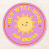 Individuelle Name werden bald gut SMS sonnen auf l Runder Pappuntersetzer (Vorderseite)