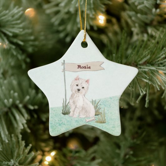 Individuelle Name Westie Pet Dog Keramik Ornament (Baum)