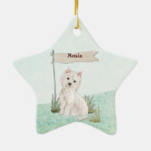 Individuelle Name Westie Pet Dog Keramik Ornament (Hinten)
