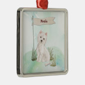 Individuelle Name Westie Pet Dog Ornament Aus Metall (Rechts)